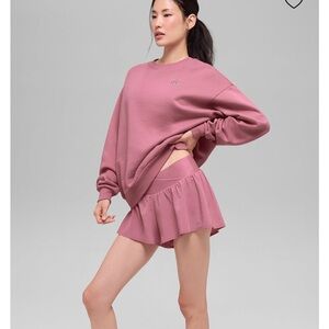ALO Yoga Pink Sweatshirt and Skirt Set